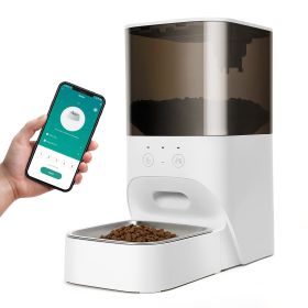 Automatic Cat Feeder; Timed Cat Feeder with APP Control; Dog Food Dispenser with Stainless Steel & Lock Lid; Up to 20 Portions 10 Meals Per Day; 30S V