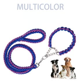 Eight-strand nylon braided dog collar leash dog chain impact blasting chain pet leash (colour: purple, Specification (L * W): XL)