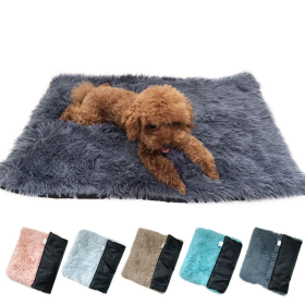 Soft Plush Padded Pet Sleeping Mat Soft Pet Mattress Puppy Dog Cat Sofa Cushion Warm and Breathable Large Dog Pet Bed Dog Mat (Color: Dark gray, size: S(35X50CM))