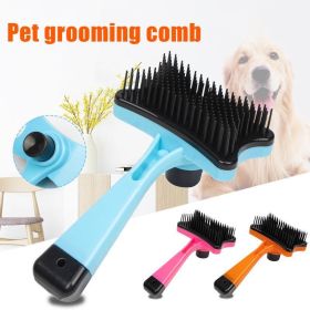 Plastic Push Brush for Cat and Dogs Pet Groom Bath Brush Hair Removal Brush Best Price (Color: orange)