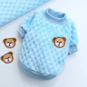 New Winter Pet Clothes; Cute Fleece Puppy Dress Warm Cat Coat; Pet Apparel; For Small & Medium Dogs (Color: Sky blue, size: S)