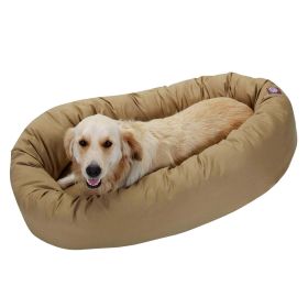 Poly/Cotton Bagel Pet Bed For Dogs, Khaki (Color: Black, size: large(40"))