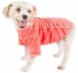 Pet Life Active 'Warf Speed' Heathered Ultra-Stretch Sporty Performance Dog T-Shirt (Color: orange, size: X-Small)