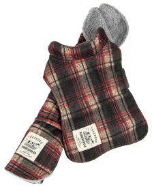 Touchdog 2-In-1 Tartan Plaided Dog Jacket With Matching Reversible Dog Mat (Color: Red, size: large)