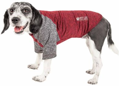 Pet Life Active 'Hybreed' 4-Way Stretch Two-Toned Performance Dog T-Shirt (Color: Maroon, size: small)